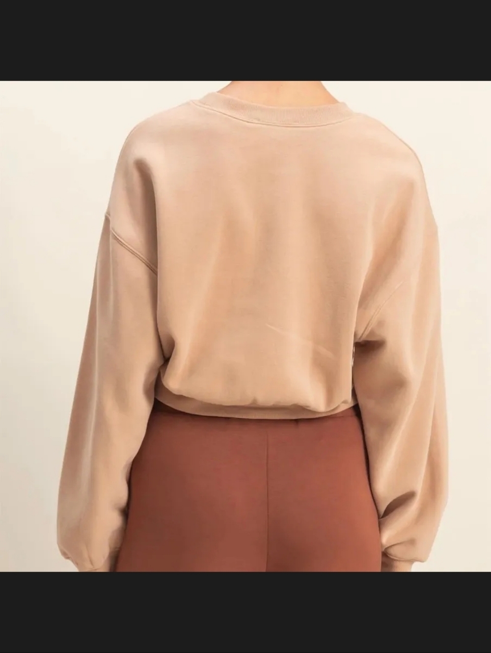 Double Zero Cropped Sweatshirt In Tan Color Sz Large NWOT - Picture 2 of 3